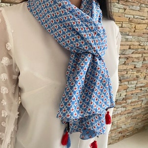 Scarf, Cheche, Women's scarf, 100% cotton, Women's gift image 3