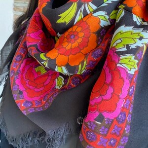 Women's scarf, shawl, viscose flower scarf image 2