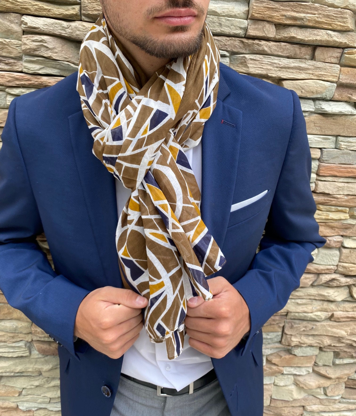 Foulard Carré Provençal 70x70 Cm - Coton Et Laine - Vintage - Occasion Bon État
