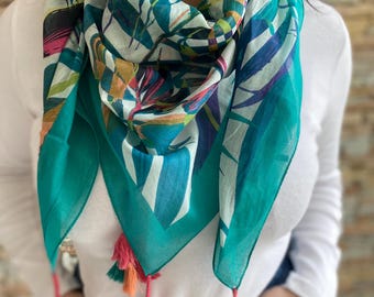 Bufanda, Cheche, pañuelo cuadrado para mujer, algodón, regalo mujer, pañuelo de pelo mujer, moda y tendencias mujer,