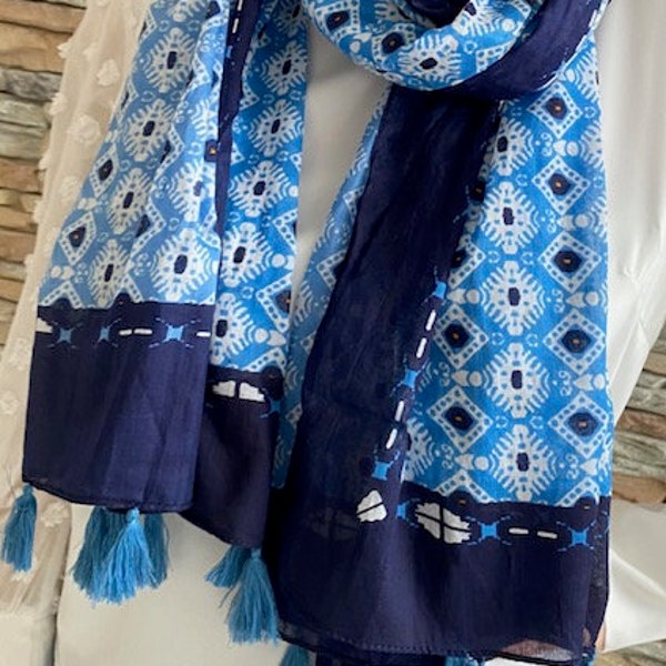 Écharpe, Chèche, foulard Femme, coton, Cadeau femme