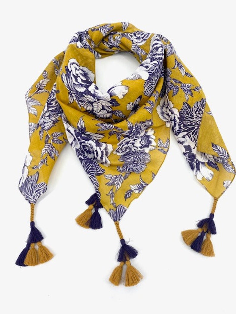 Écharpe, Chèche, foulard Femme, coton, Cadeau femme image 4