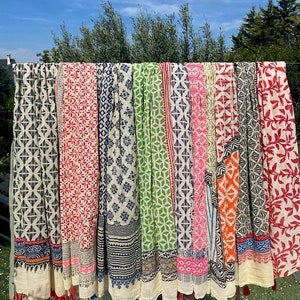 Boho Block Print Scarf, Scarf, Women&#39;s Scarf, Stole, Pareo Scarf, Sarong, Women&#39;s Gift