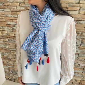 Scarf, Cheche, Women's scarf, 100% cotton, Women's gift image 2