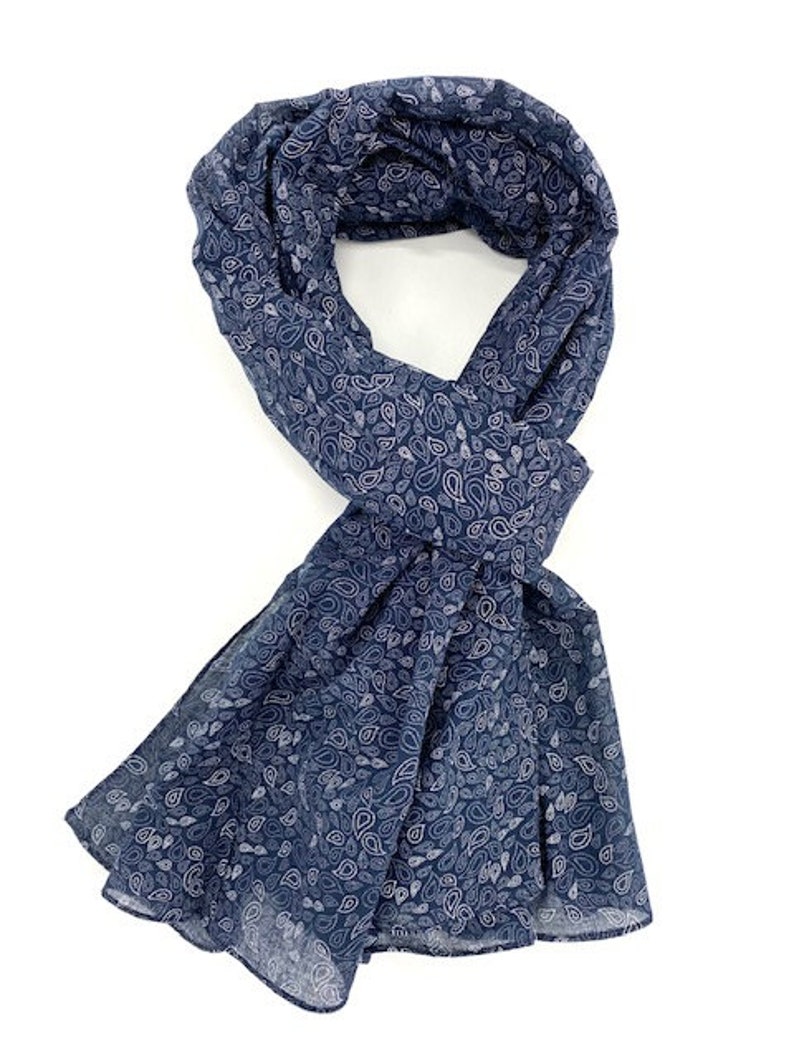 Chèche, foulard homme, coton, bleu image 4