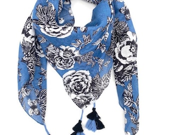 Écharpe, Chèche, foulard carré Femme, coton, Cadeau femme, Foulard cheveux femme, Mode et tendance Femme,
