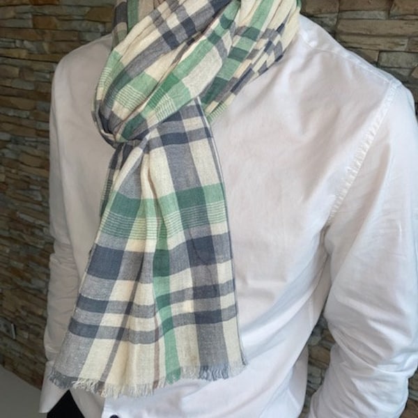 Scarf, men's scarf, cotton, men's scarf, woven checks