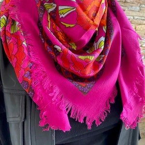 Women's scarf, shawl, viscose flower scarf image 3