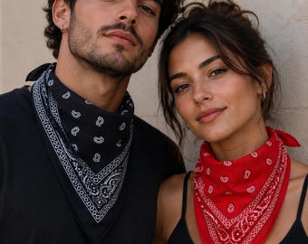 100% Cotton Bandana Scarf- Paisley Bandana - Hair Scarf -| Neck Scarf - Western |-Boho Chic