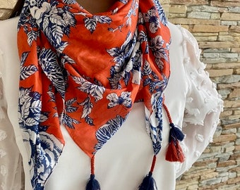 Écharpe, Chèche, foulard Femme, coton, Cadeau femme