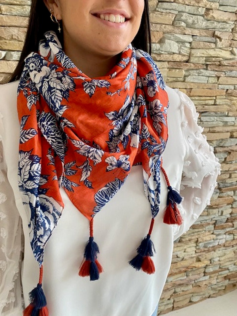 Écharpe, Chèche, foulard Femme, coton, Cadeau femme 画像 1