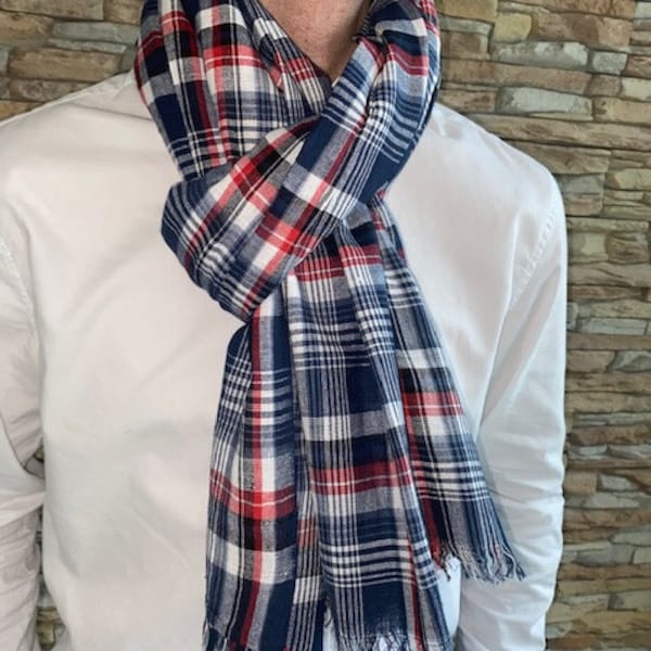 Chèche, foulard homme, coton,carreaux