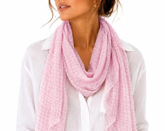 Damenschal, blau-rosa-rot karierter Baumwollschal, Shemagh aus Baumwolle für Damen und Herren, Geschenkidee für Frauen, Damenmode und Trends