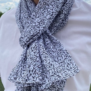 Herensjaal, sjaal, herensjaal, katoen, blauw, herenmode, herenaccessoires, cadeau voor hem, herentrend
