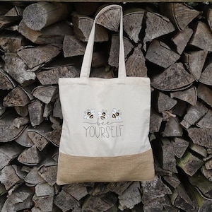 Jutetasche | Einkaufsbeutel | Stoffbeutel | Tote Bag | Baumwollbeutel mit Jute | Tragetasche | Umhängetasche