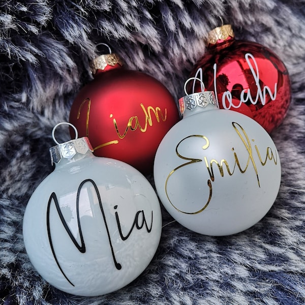 Weihnachtskugeln personalisiert | Weihnachtsbaumkugeln mit Namen | Christbaumkugeln personalisiert | Weihnachtsschmuck | Weihnachtsgeschenk