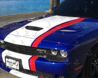 Dodge Challenger Full Body Decal: Graphic Sticker (22&quot; Strip & 4&quot; Pin)