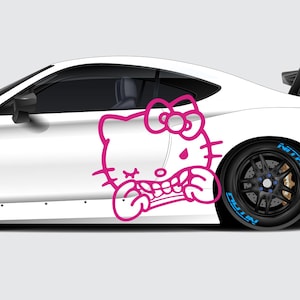 Autocollant vinyle Hello Kitty pour voiture, personnage de BD | DEUX CÔTÉS