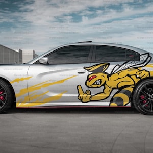 Angry Bee Car Decal, Mopar Style Muscle Bee Sticker, Dodge Charger, Challenger