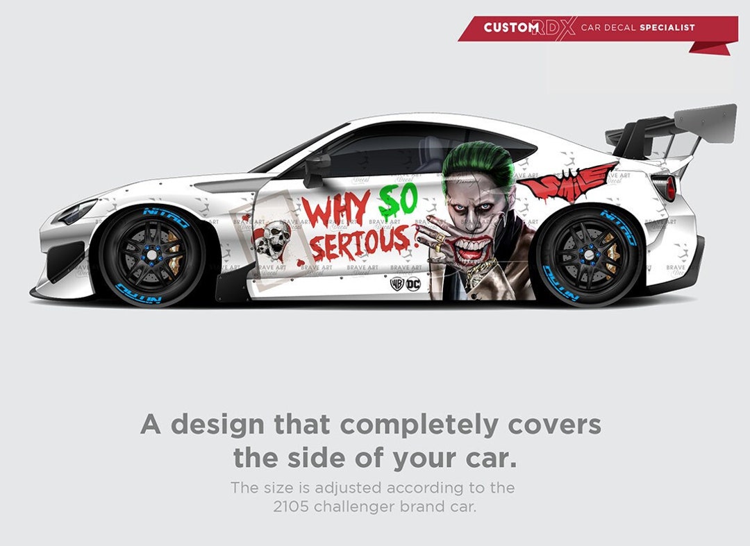 Joker Car Side Decal, Playing Cards, Super Hero Villain Inspired