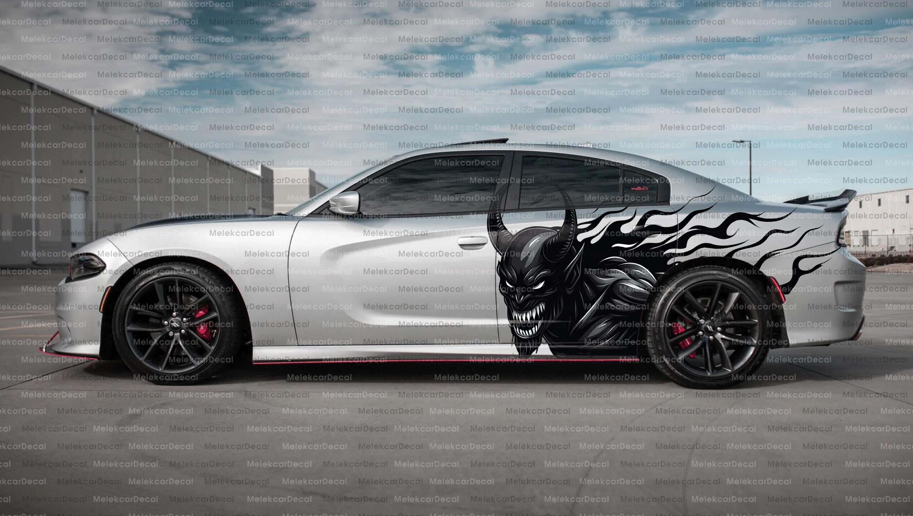 Buy Demon Car Side Wrap – Evil Red Eyes Devil Vinyl Decal