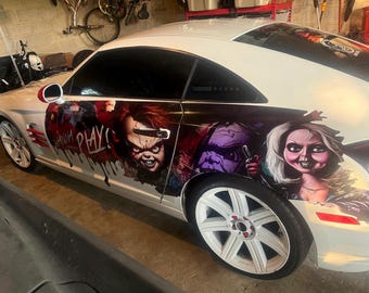 チャッキーの車用ステッカー：ホラー映画のキャラクターデコレーション
