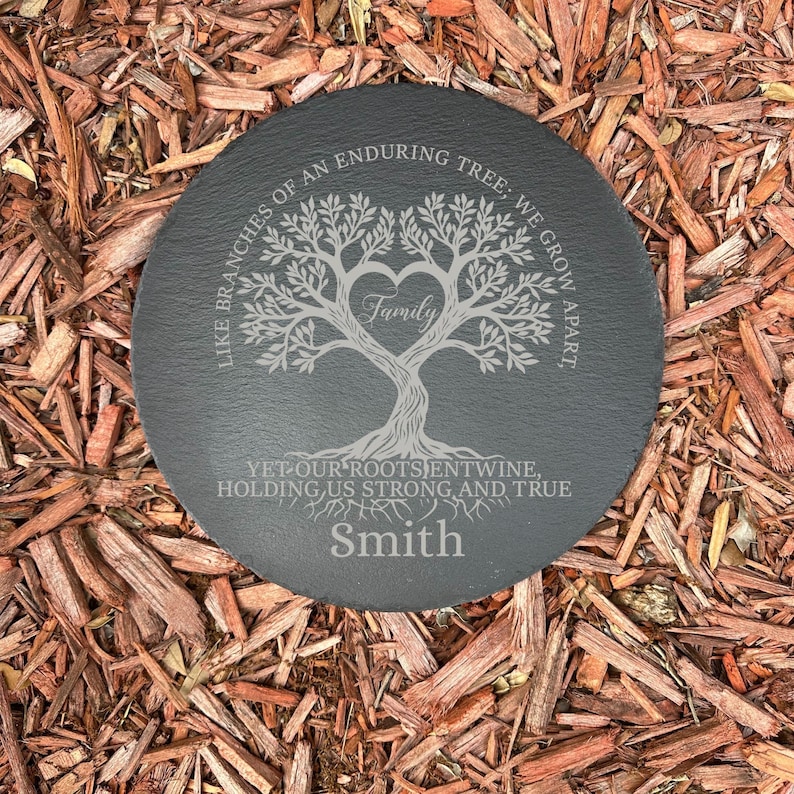 Personalized Family Tree of Life Slate Garden Stone: Engraved Outdoor ...