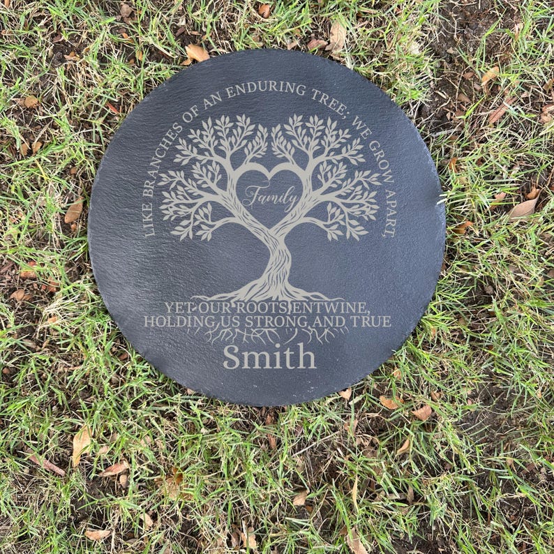 Personalized Family Tree of Life Slate Garden Stone: Engraved Outdoor ...