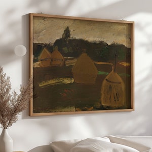 Haystack Pintura vintage, Impresión de arte vintage, Arte de pared con impresión de lienzo, Descarga digital, Reproducción de pintura antigua impresa y enviada