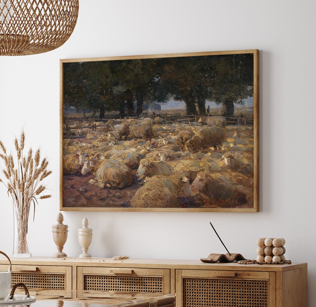 The Sheep Vintage Painting, Vintage Art Print, Canvas Print Wall Art ...