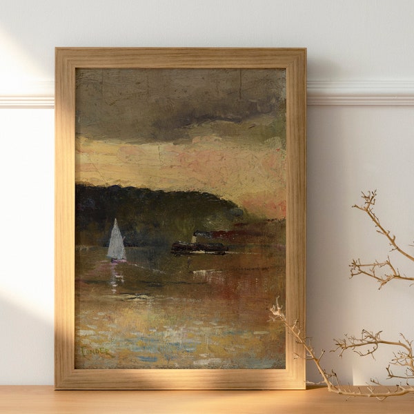 Vintage Sail Boat Painting | Vintage Art Print | Canvas Print Wall Art | Digital Download | Old Painting Reproduction | Printed & Shipped