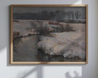 Bach im Winter、ヴィンテージアートプリント、キャンバスプリント