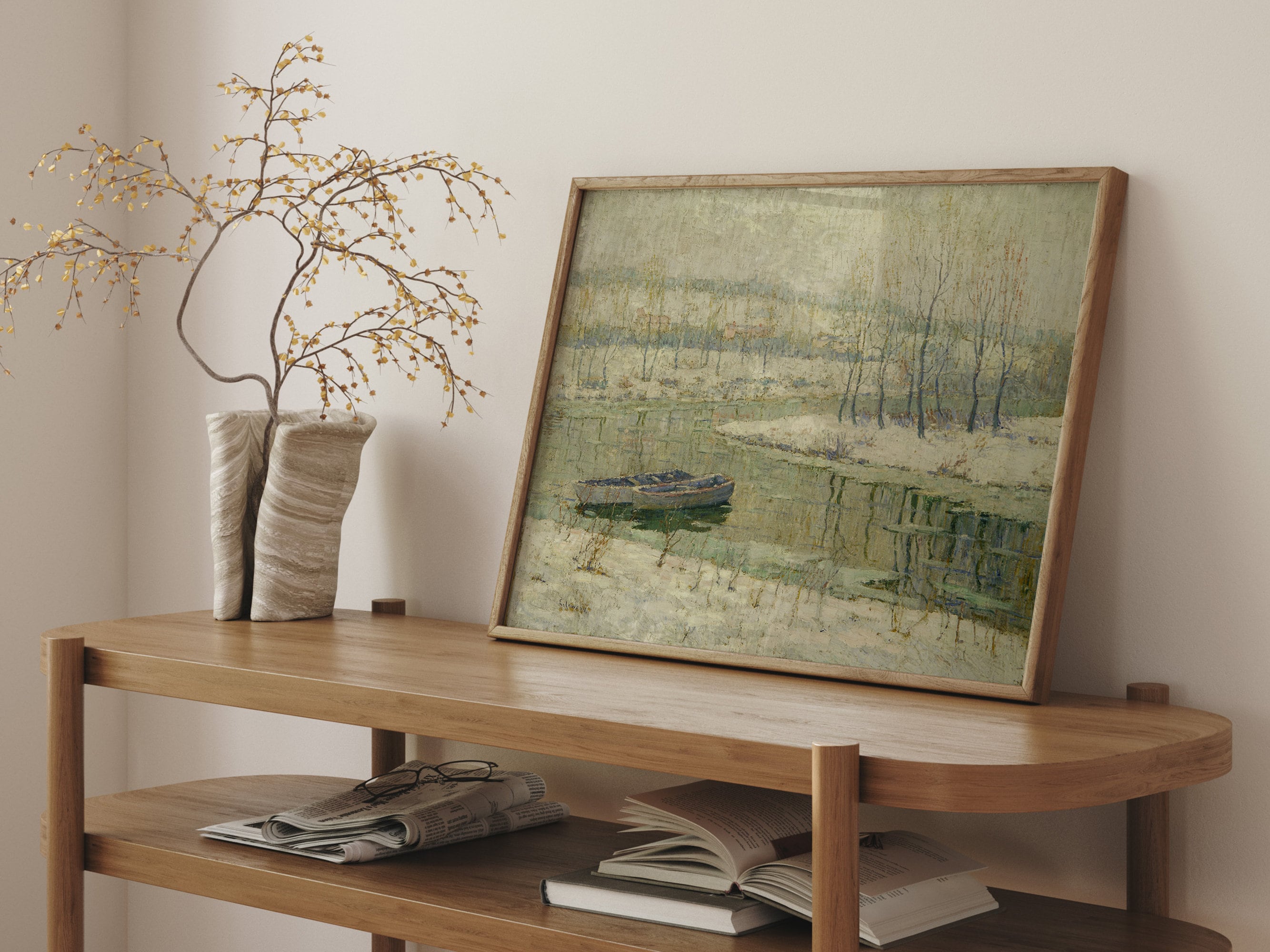 Spring Thaw Vintage Painting, Vintage Art Print, Canvas Print Wall