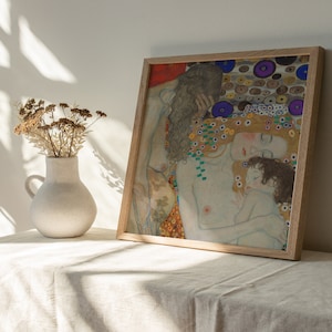 母子のヴィンテージ絵画、ヴィンテージアートプリント、キャンバスウォールアート、デジタルダウンロード、古い絵画の複製、印刷済み＆発送
