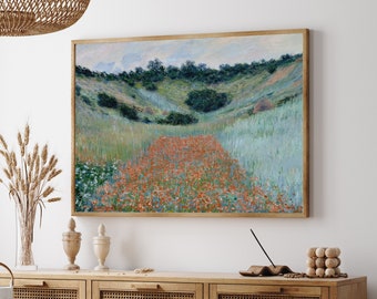 Poppy Field in a Hollow Giverny, Vintage Art Print, Canvas