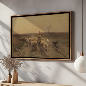 The Shepherd Girl Vintage Painting, Vintage Art Print,  Canvas Print Wall Art,  Digital Download, Old Painting Reproduction Printed Shipped