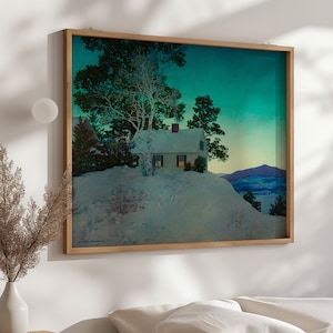 Maxfield Parrish Dusk, Vintage Kunstdruck, Leinwand Druck Wandkunst, digitaler Download, alte Gemälde Reproduktion gedruckt und ausgeliefert