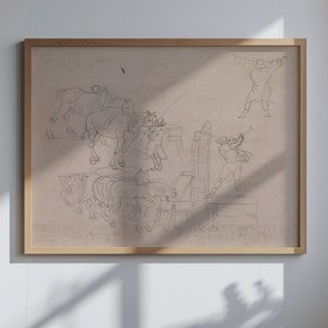 Un Carter che pompa acqua, stampa d'arte vintage, stampa su tela da parete, download digitale, riproduzione di vecchi dipinti stampata e spedita