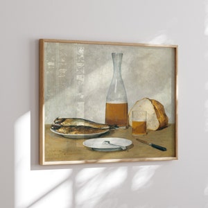 Still life Herrings Painting, Vintage Art Print, Canvas Print Wall Art, Digital Download, Old Painting Reproduction Printed & Shipped