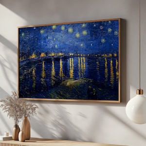 Sterrennacht Van Gogh schilderij, vintage kunstprint, canvas print kunst aan de muur, digitale download, oude schilderij reproductie afgedrukt en verzonden