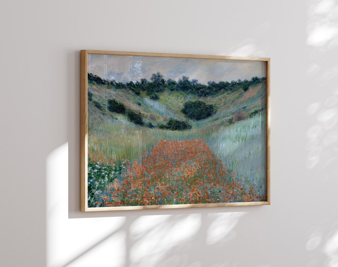 Poppy Field in a Hollow Giverny, Vintage Art Print, Canvas