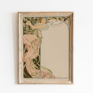 Karta menu Alphonse Mucha, Vintage Art Prints, Canvas Print Wall Art, Digital Download, Stare obrazy, Wydrukowane i wysłane