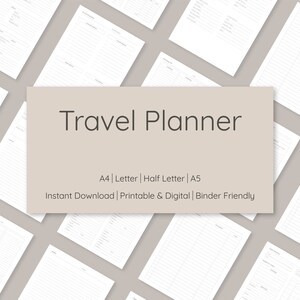 Travel Planner | Travel Itinerary | Printable Travel Planner | Vacation Planner | Travel Planner Template | Minimalist Travel Planner
