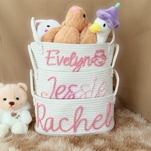 Personalisierter Babypartygeschenkkorb |  Babykorb | Seil Baumwolle Baby Geschenkkorb | Spielzeugkorb | Baby Name Geschenk | Neugeborenen Geschenk