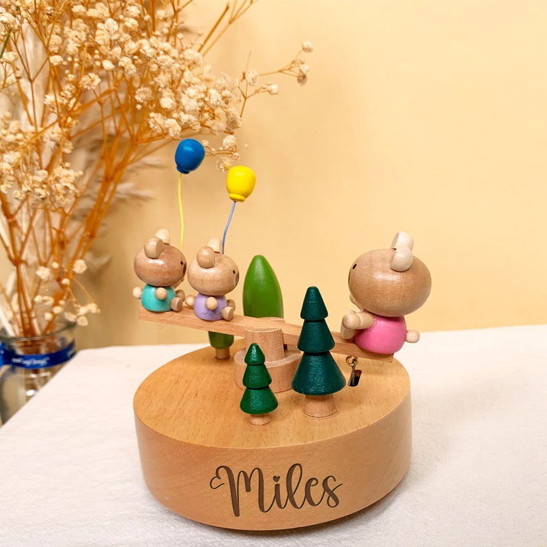 CustomWooden Train Music Box/Wooden Baby ToysPersonalized Wooden Music Box/Baby Boy Birthday Gifts for Kids/Baby Wooden Music Box image 4