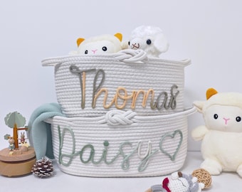 Baby Shower Gift Basket | Baby Basket | Baby Shower Gift Cotton Rope Basket | Newborn Gift | Baby Name Gift