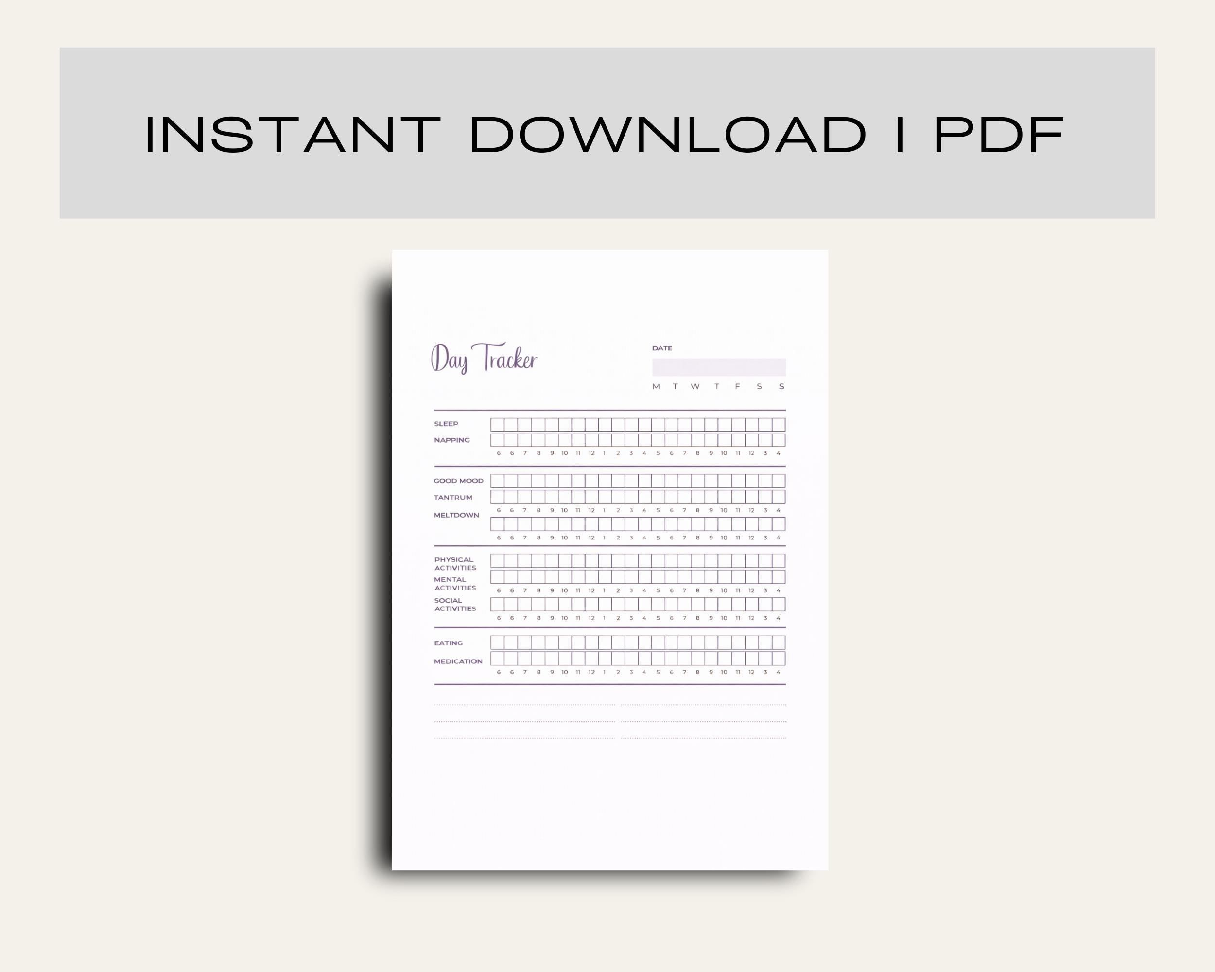 Autistic Log Autistic Child Care Log Printable, Day Tracker, Behavioural Log, Autism ...