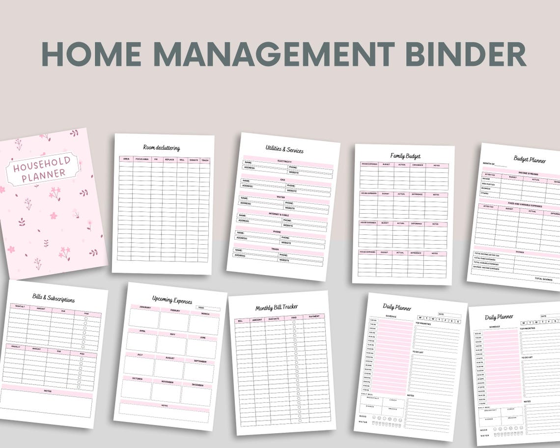 Printable House Management Binder | Digital Household Planner | Life ...