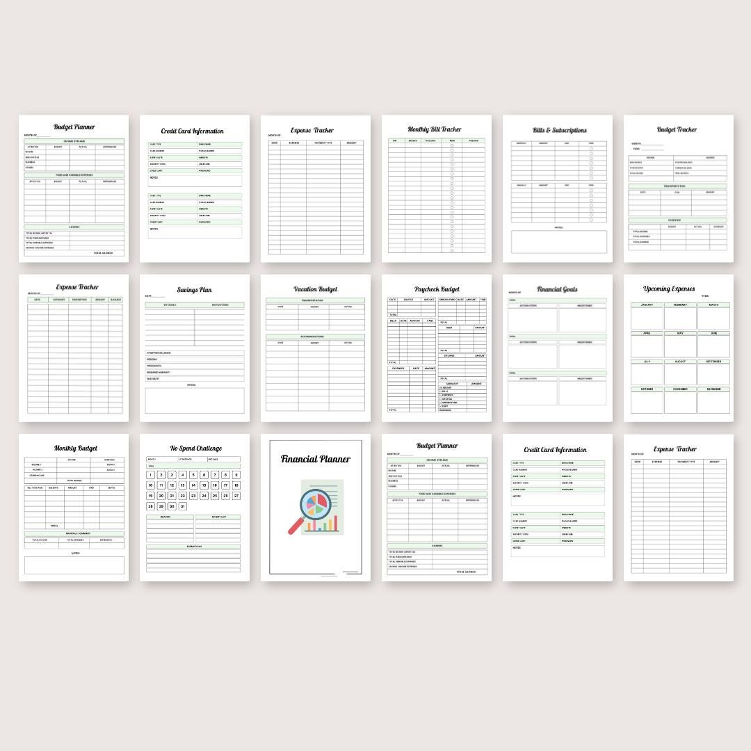 Money Budget File Finance Planner Printable, Budgeting and Savings Tracker (PDF File 8 ...