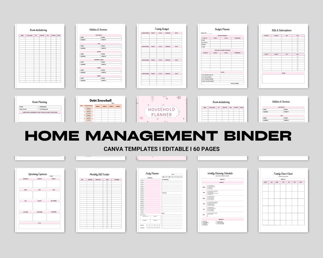 Printable House Management Binder | Digital Household Planner | Life ...